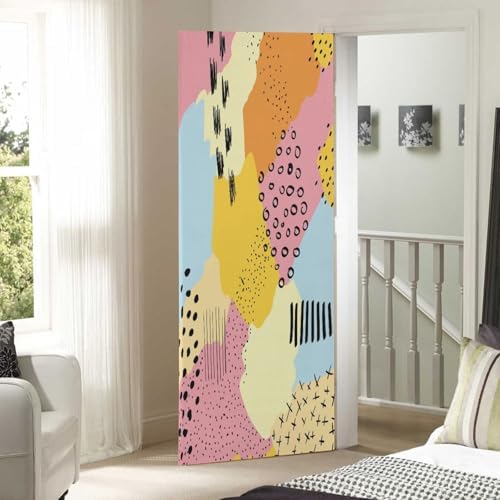 Susiyo Retro Abstract Halloween Door Cover Stretch Fabric Door Decoration 32x79 in