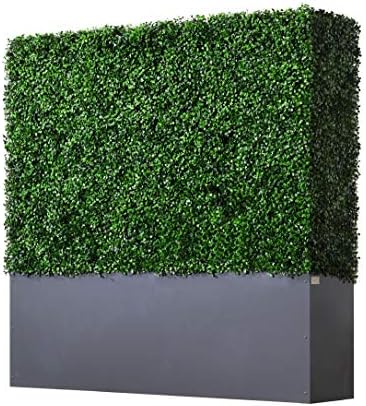 AGPL Artificial Boxwood Hedge Wall with Gray Planter