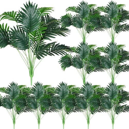 Tigeen 10 Pcs Artificial Palm Leaves Tree 33 Inch Tall