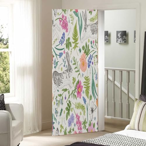 Susiyo White Butterflies and Flowers Christmas Door Cover Decoration 32x79 in