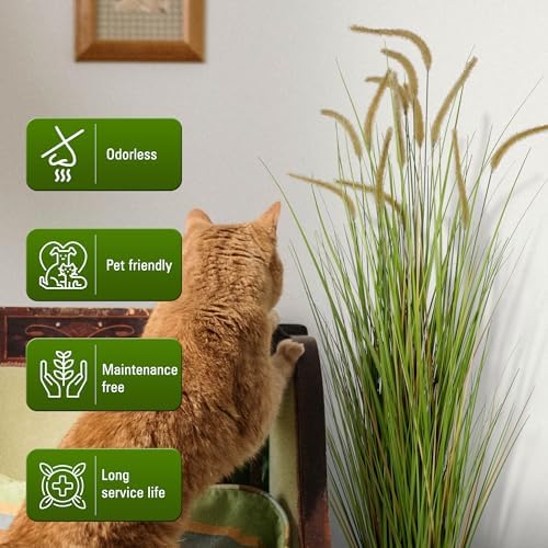 KOL 5ft Artificial Horsetail Reed Grass Plant in Pot