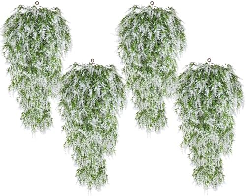 SJL 4pcs Artificial Hanging Lavender Plants for Indoor Decor