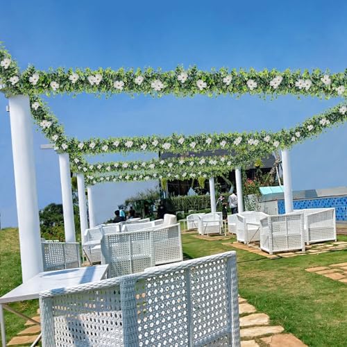 Uqueeten Vines Faux Eucalyptus Garland 59 FT 2 Pack for Wedding Backdrop and Wall Decor