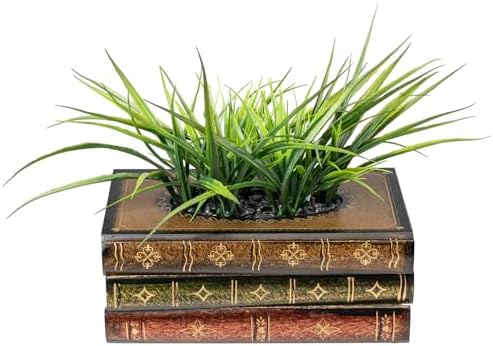 MyGift 10 Inch Vintage Book Stacked Wood Planter