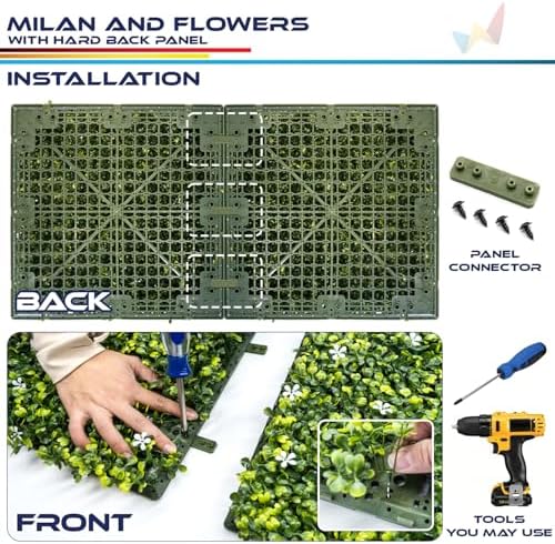 5 Packs 18x18 Artificial Plant Panels with Hard Back Faux Greenery Wall Decor