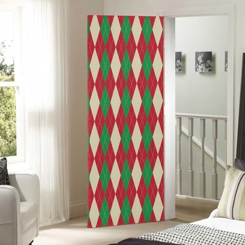 Susiyo Christmas Red Green Plaid Door Cover 32x79 in