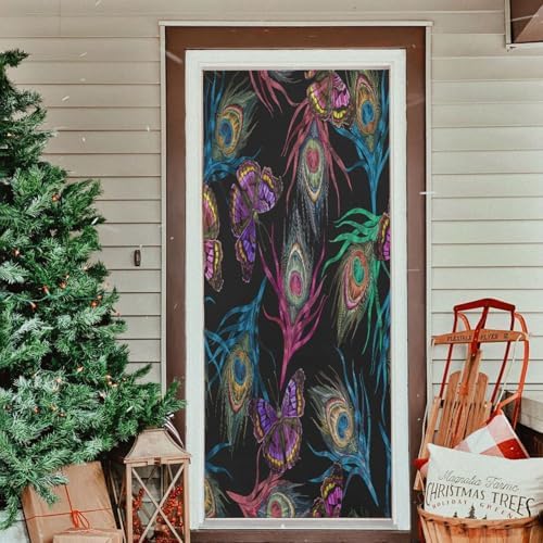 Susiyo Colorful Peacock Door Cover Halloween Decor