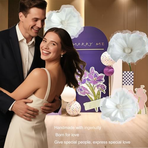 Giant White Flowers for Decor with Stand