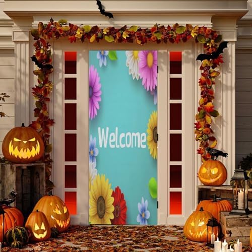 Susiyo Spring Flowers Red Halloween Door Cover
