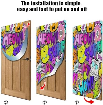 Susiyo Cat Head Halloween Door Cover 32x79 In