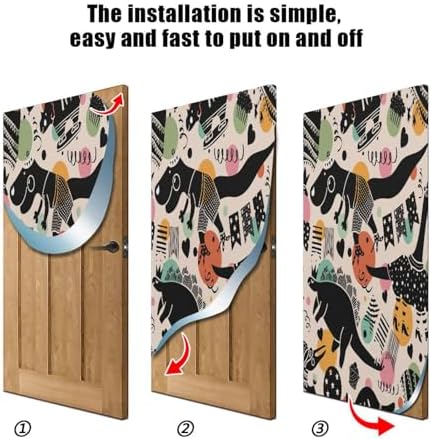 Susiyo Black Dinosaur Halloween Door Cover 32x79 in