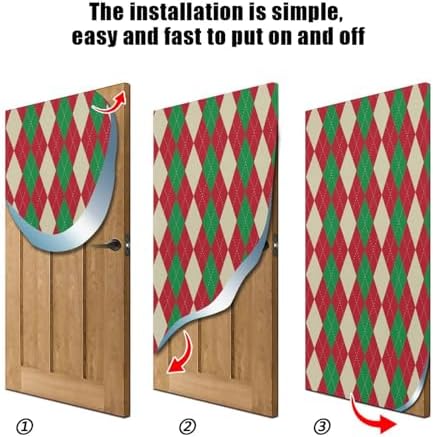 Susiyo Christmas Red Green Plaid Door Cover 32x79 in
