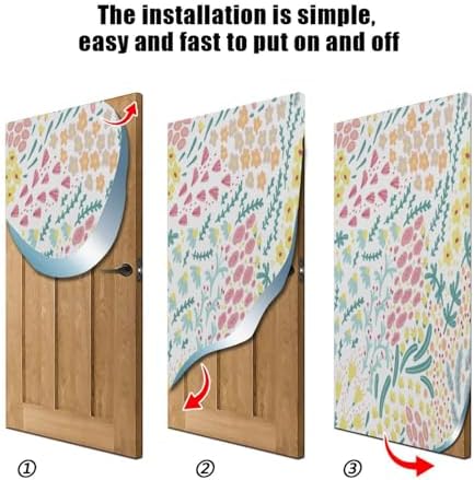 Susiyo Summer Floral Halloween Door Cover 32x79 in