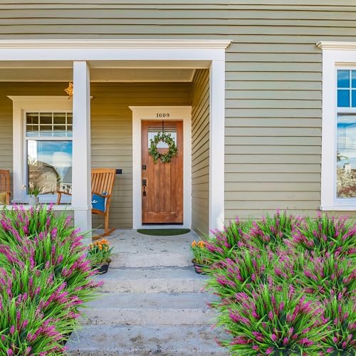 Sggvecsy 12 Bundle Artificial Lavender Plants UV Resistant