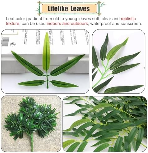 Faux Bamboo Plant Artificial Bamboo Indoor Outdoor Decor With Wood Base