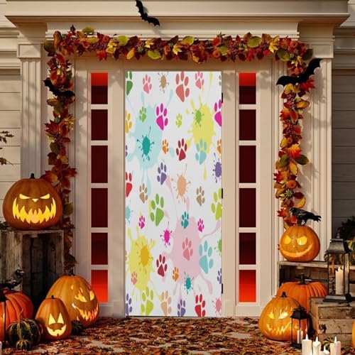 Susiyo Paw Prints Blots Halloween Door Cover 32x79 in