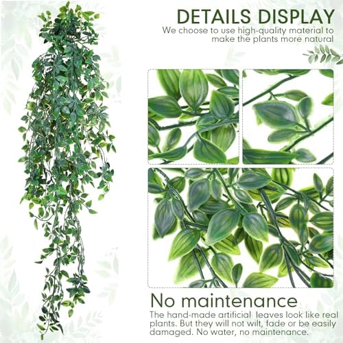 2 Pack Artificial Hanging Mandala Plants with Wooden Frames