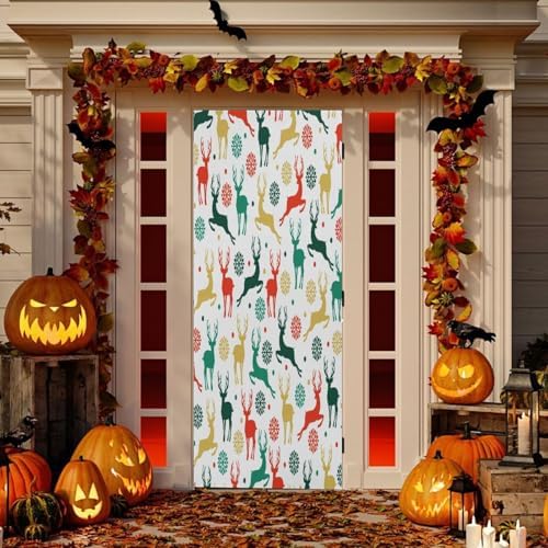 Susiyo Reindeer Snowflake Door Cover Decor 32x79 in