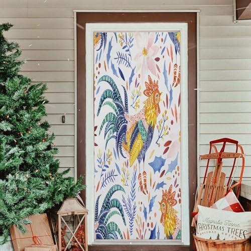 Susiyo Gold Ornate Rooster Halloween Door Cover