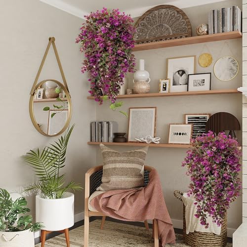 Lakiyfye 4 Pc Fuchsia Artificial Hanging Fern Plants