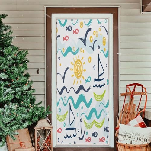 Susiyo Red Fish and Sun Halloween Door Cover