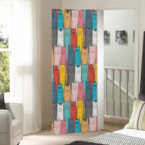 Susiyo Cartoon Cats Halloween Door Cover Stretch Fabric