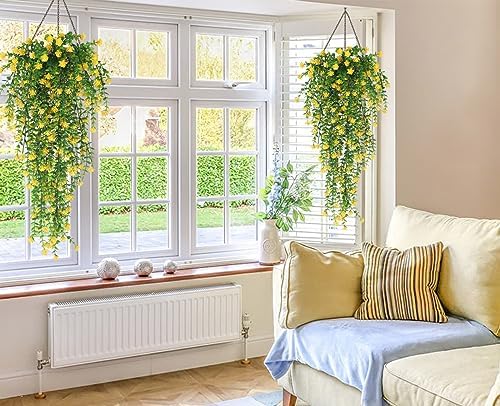 RECUTMS Yellow Hanging Fake Plants 3-Pack