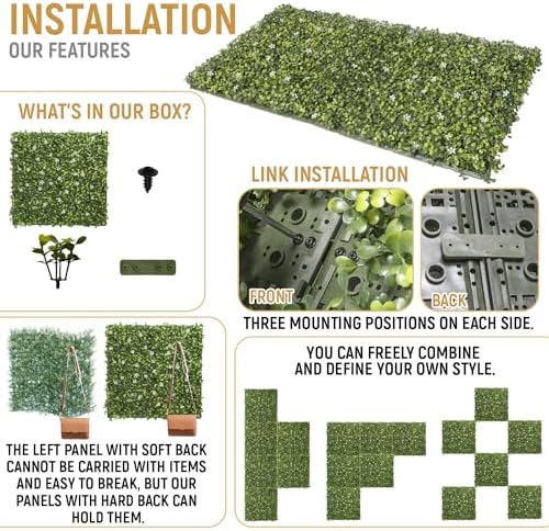 18x18 Artificial Plant Panels for Home Office Garden Decor