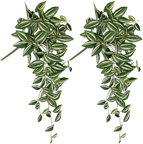 DILATATA Artificial Hanging Plants 26 Faux Wandering Jew for Home Decor 2 Pack