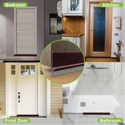 2 pcs Door Sweep Brush Draft Stopper for Bottom Under Door Bug and Dust Blocker 2 W x 39 L Brown
