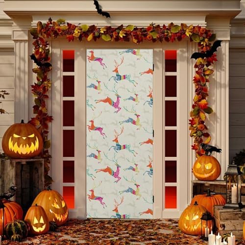 Susiyo Christmas Reindeer Door Cover Decoration 32x79 In