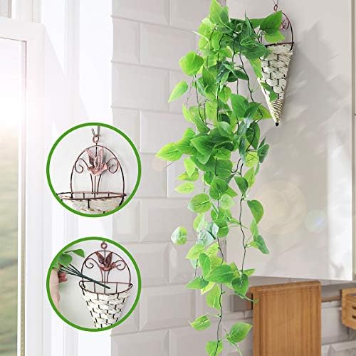 Mocoosy 2 Pack Artificial Hanging Plants with Baskets