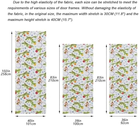 Susiyo Christmas Tree Branch Door Cover with Snowman Design Stretch Fabric 32x79 in