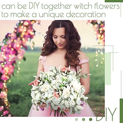 48 Pcs Artificial Lambs Ear Garland Faux Greenery Decor Stems for Home Wedding DIY Arrangements