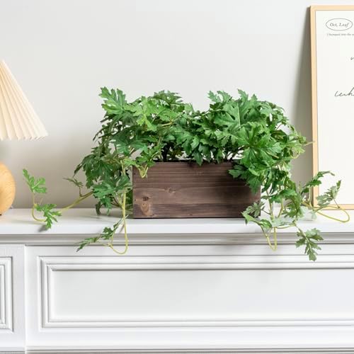 MyGift Artificial Plant with Solid Wood Planter