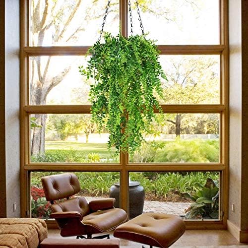 2pcs Artificial Hanging Fern Plants UV Resistant for Indoor Outdoor Dcor