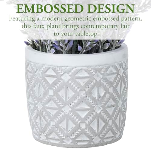 MyGift Artificial Eucalyptus and Lavender Plants in Modern Geometric Concrete Planters 2 Pc Set