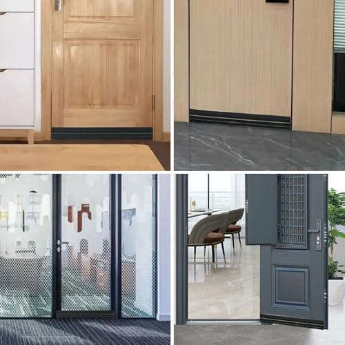 VZZNN 2 Pack Door Draft Stopper with Adhesive Black 78 L