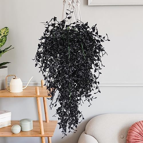 RECUTMS Black Artificial Hanging Plants 4PCS 33in Decor