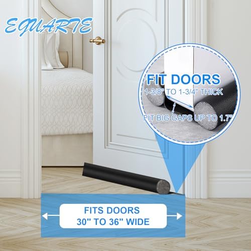 EGUARTE Door Draft Stopper 36 Inch Black Weather Stripping