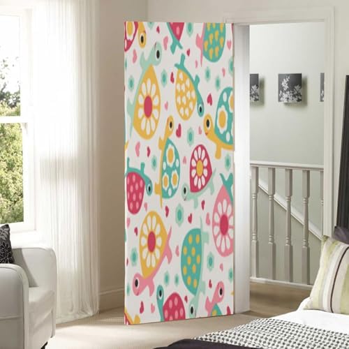 Pink Cute Turtle Halloween Door Cover - 32x79in Stretch Fabric