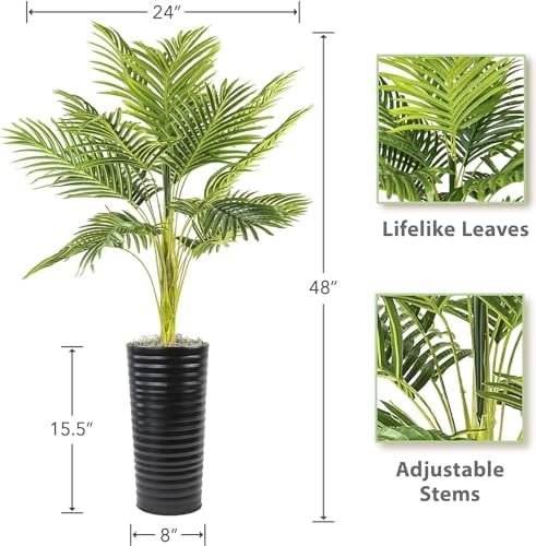 4 ft Artificial Palm Tree in Black Metal Pot