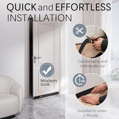 2 Pack Door Draft Stoppers 2 x 39 Black Strips