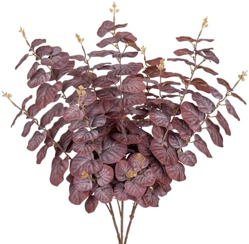 Oairse Artificial Eucalyptus Leaves Stems 315 Inch 3 Pcs Fake Greenery for Vases