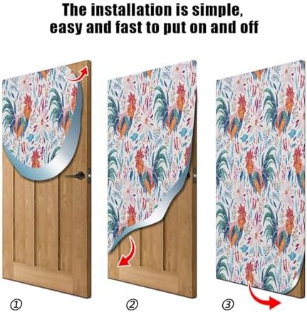 Susiyo Festive Rooster Door Cover for Halloween Stretch Fabric Door Decoration 32x79 in