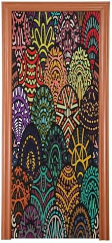 Susiyo Christmas Door Cover with Tribal Motifs Stretch Fabric Decor