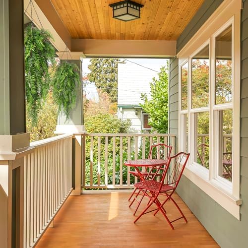 RECUTMS Artificial Hanging Ferns 2 Pack Green UV Resistant Faux Greenery Plastic Garland for Indoor Outdoor Decorations