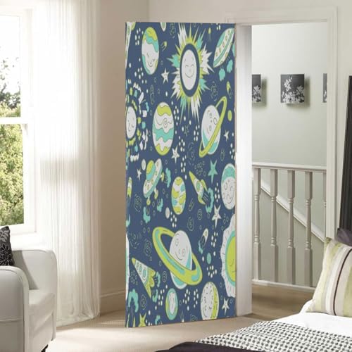 Susiyo Space Seamless Halloween Door Cover Stretch Fabric Backdrop for Home Parties and Holidays