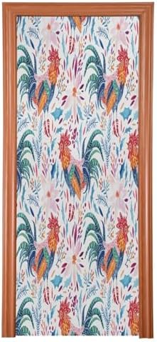 Susiyo Festive Rooster Door Cover for Halloween Stretch Fabric Door Decoration 32x79 in