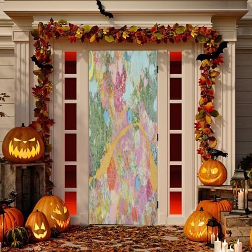 Susiyo Abstract Oil Paint Texture Halloween Door Cover 32x79 in